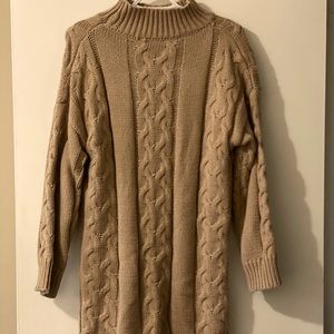 Mock Nexk Drop Shoulder Knot Sweater Dress